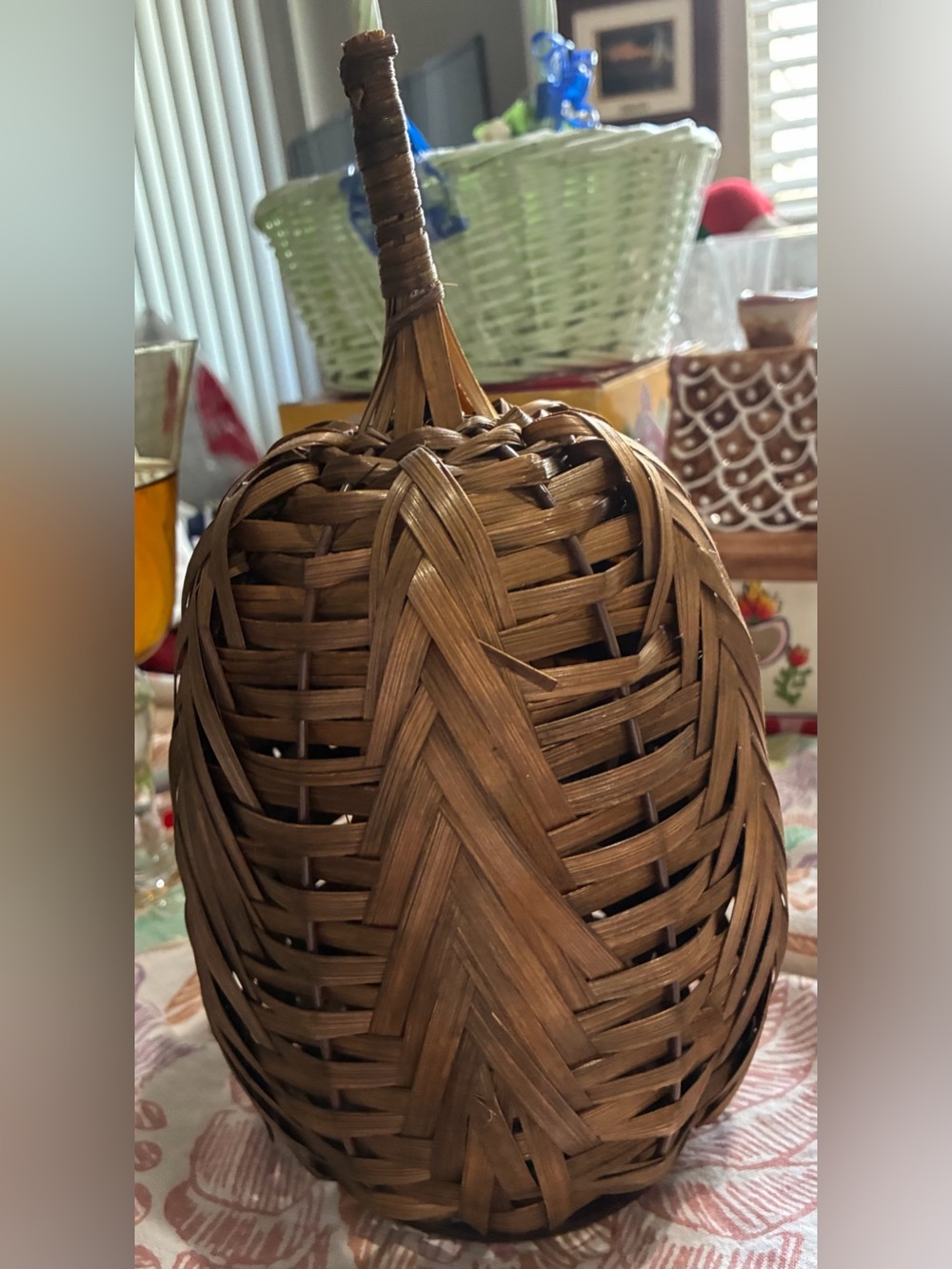 Southern Living Bamboo Woven Fall decor. NWT.  11.5 in Tall Herringbone Pumpkin